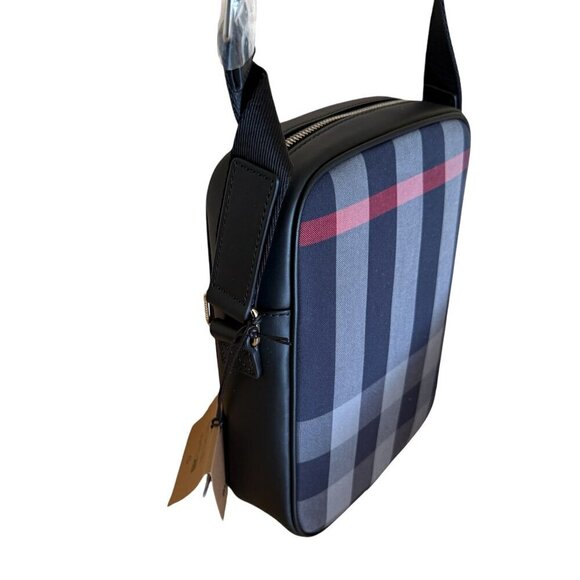 Burberry Paddy Crossbody IP Check Bag, Navy/Red with black leather - Picture 5 of 16